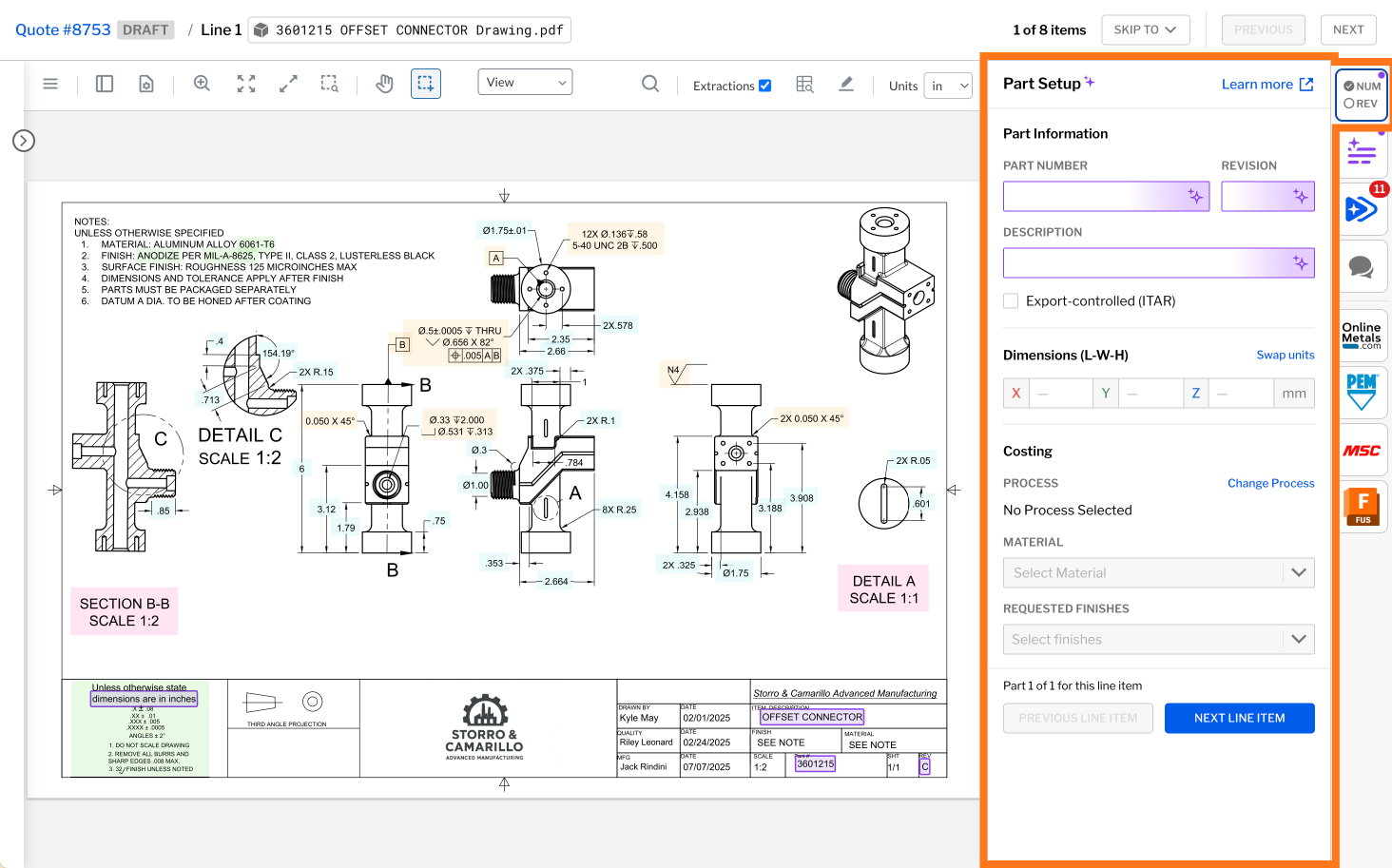 Part Setup tool